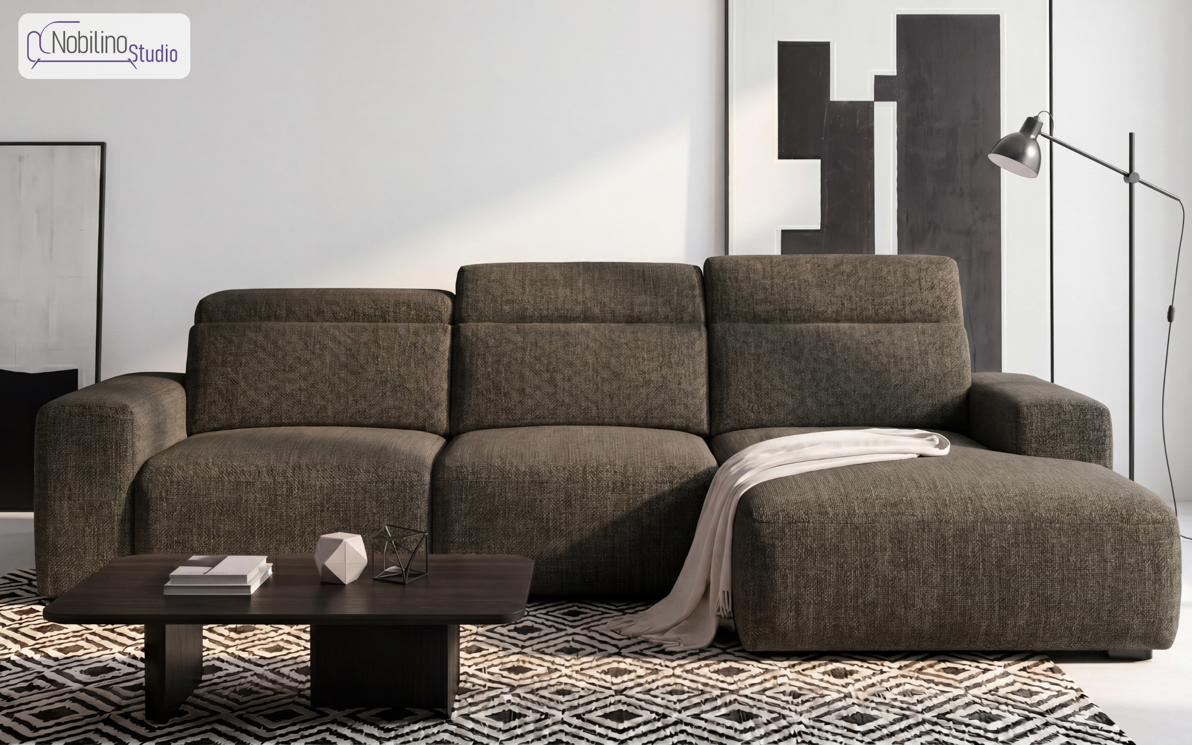 Extendable corner sofa Sorelo, dark beige  1